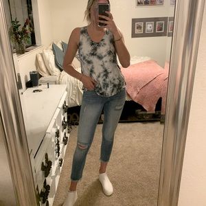 Grey and white tie dye tank